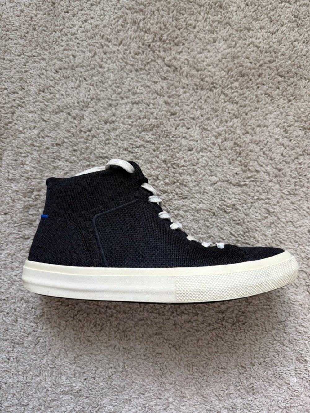 Rothy's High Top Sneakers Mens Size 9 Black Knit Lace Up Shoes